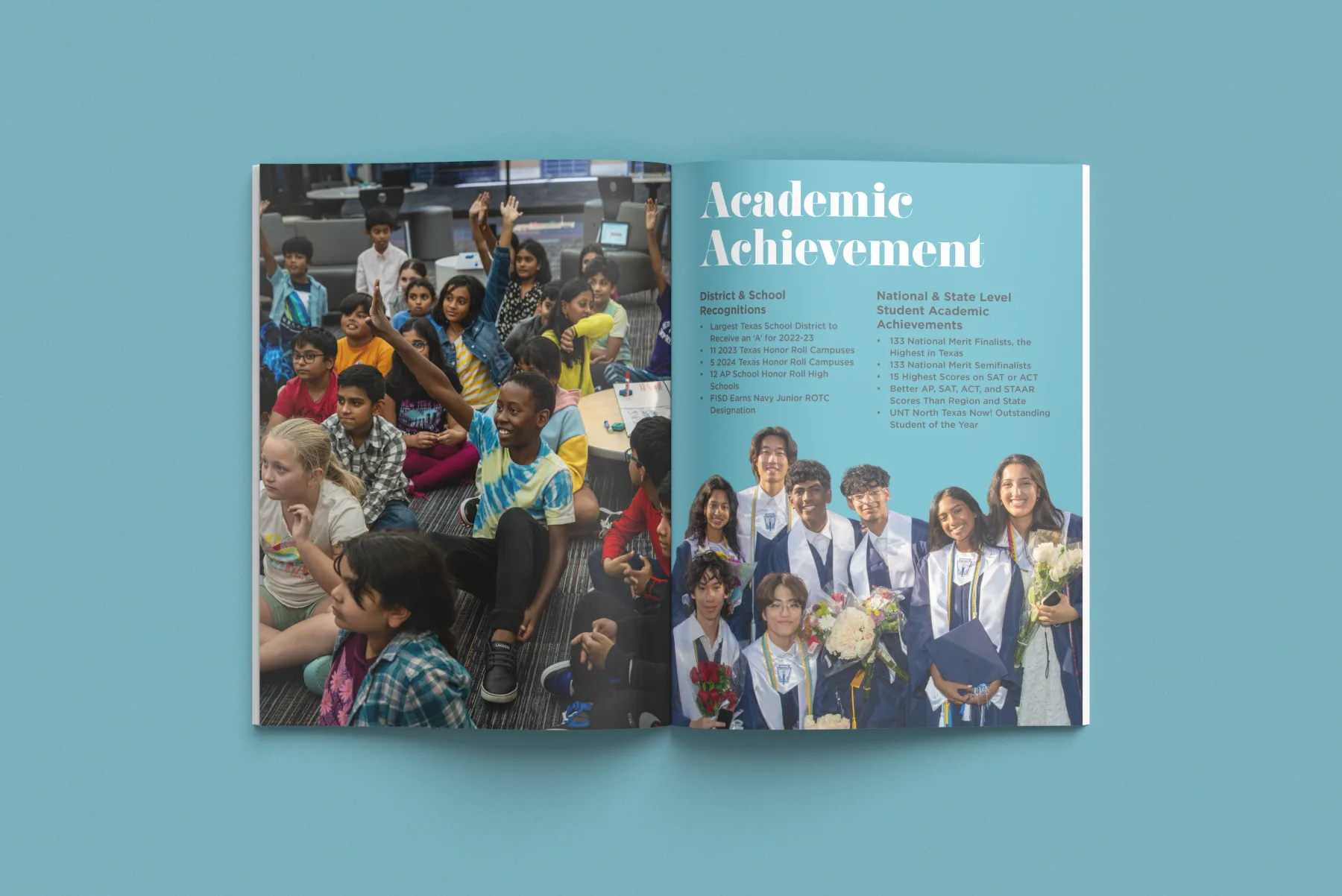 Culture of Excellence spread highlighting academic achievement