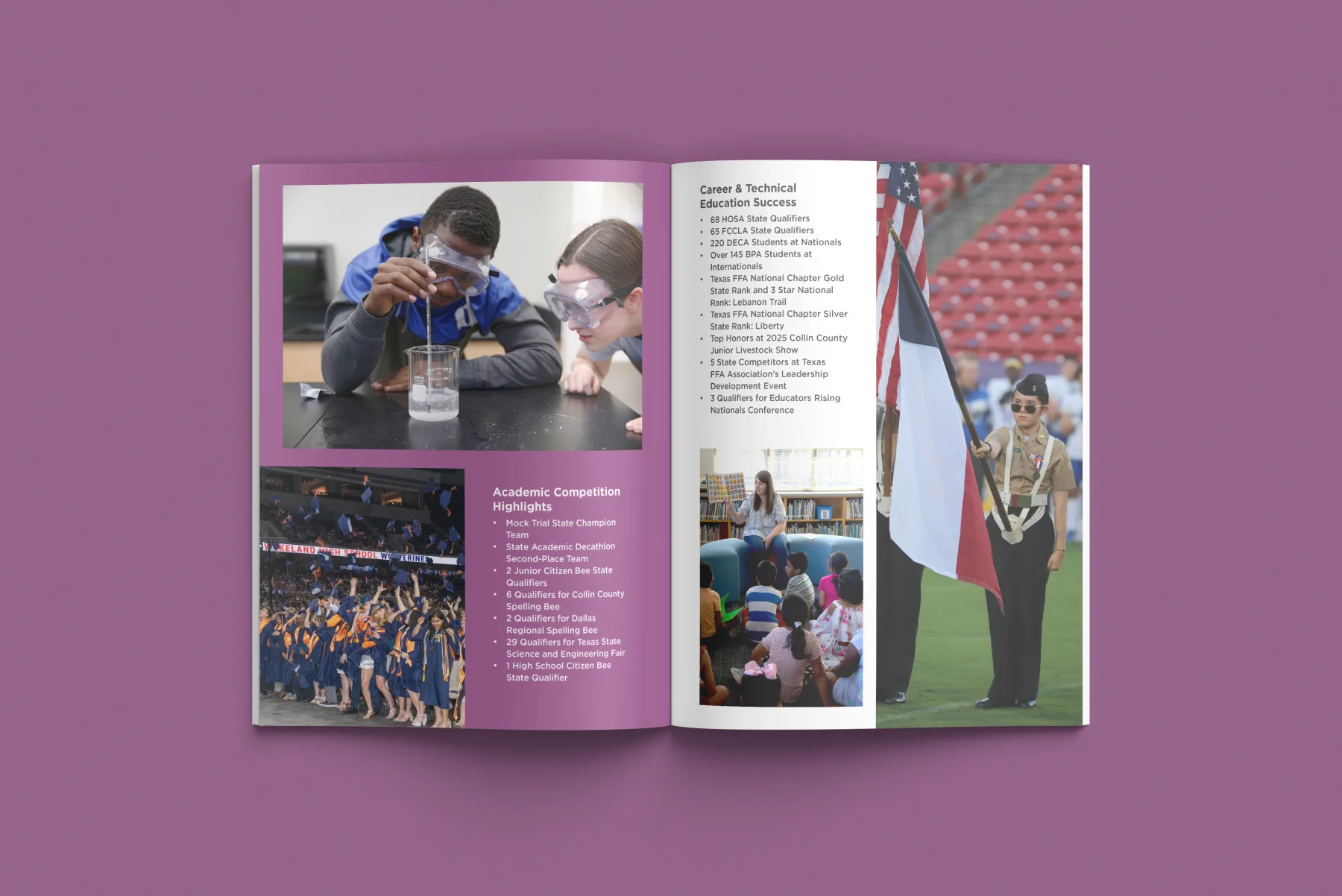 Culture of Excellence spread highlighting academic competitions and career education