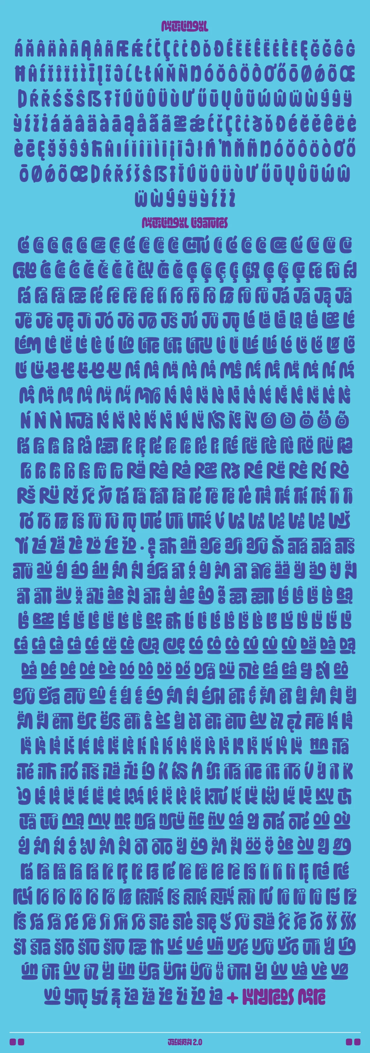 Jackerton 2.0 multilingual specimen showing accented Latin characters and ligatures