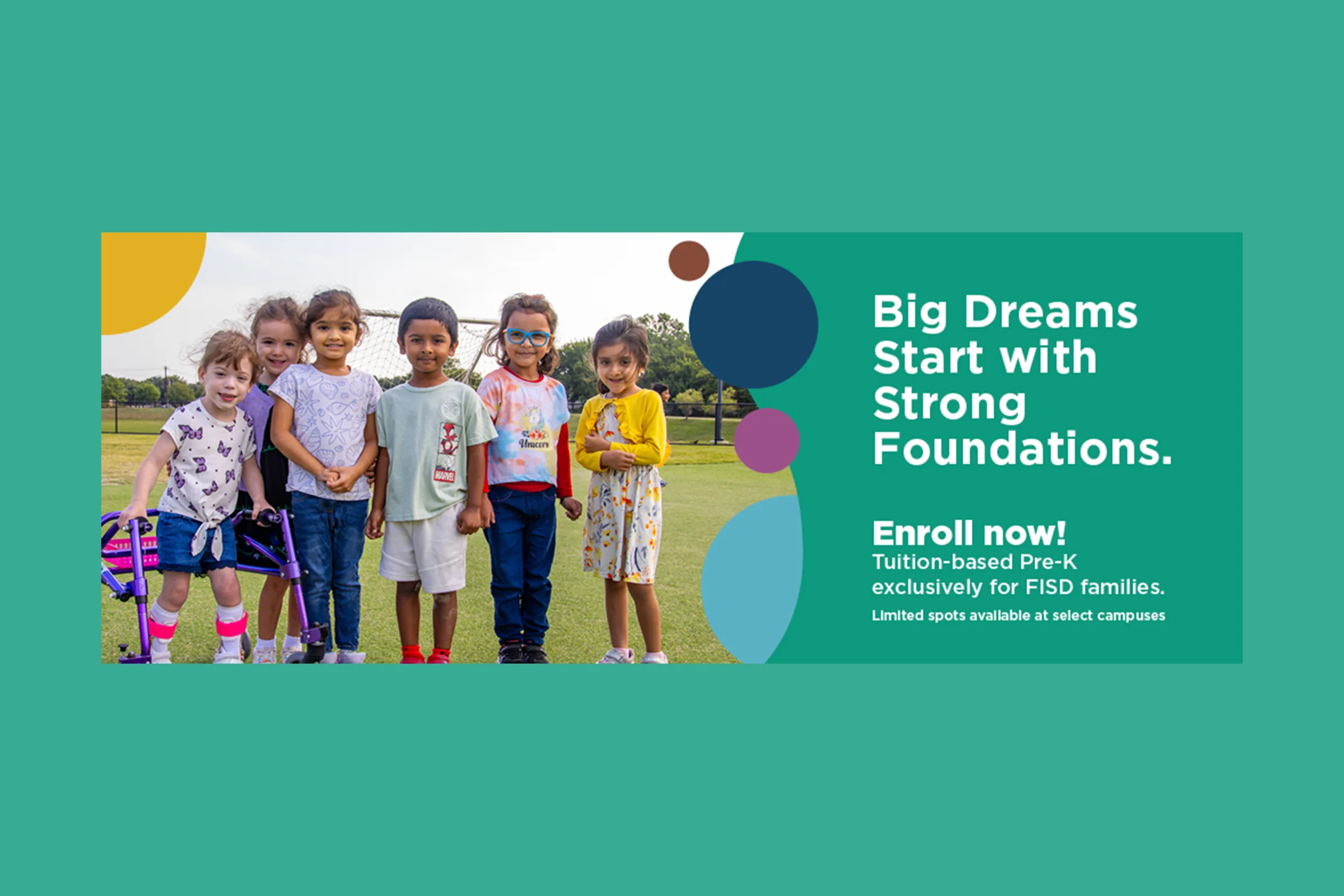 Wide Pre-K web campaign graphic repeating the Big Dreams Start with Strong Foundations message